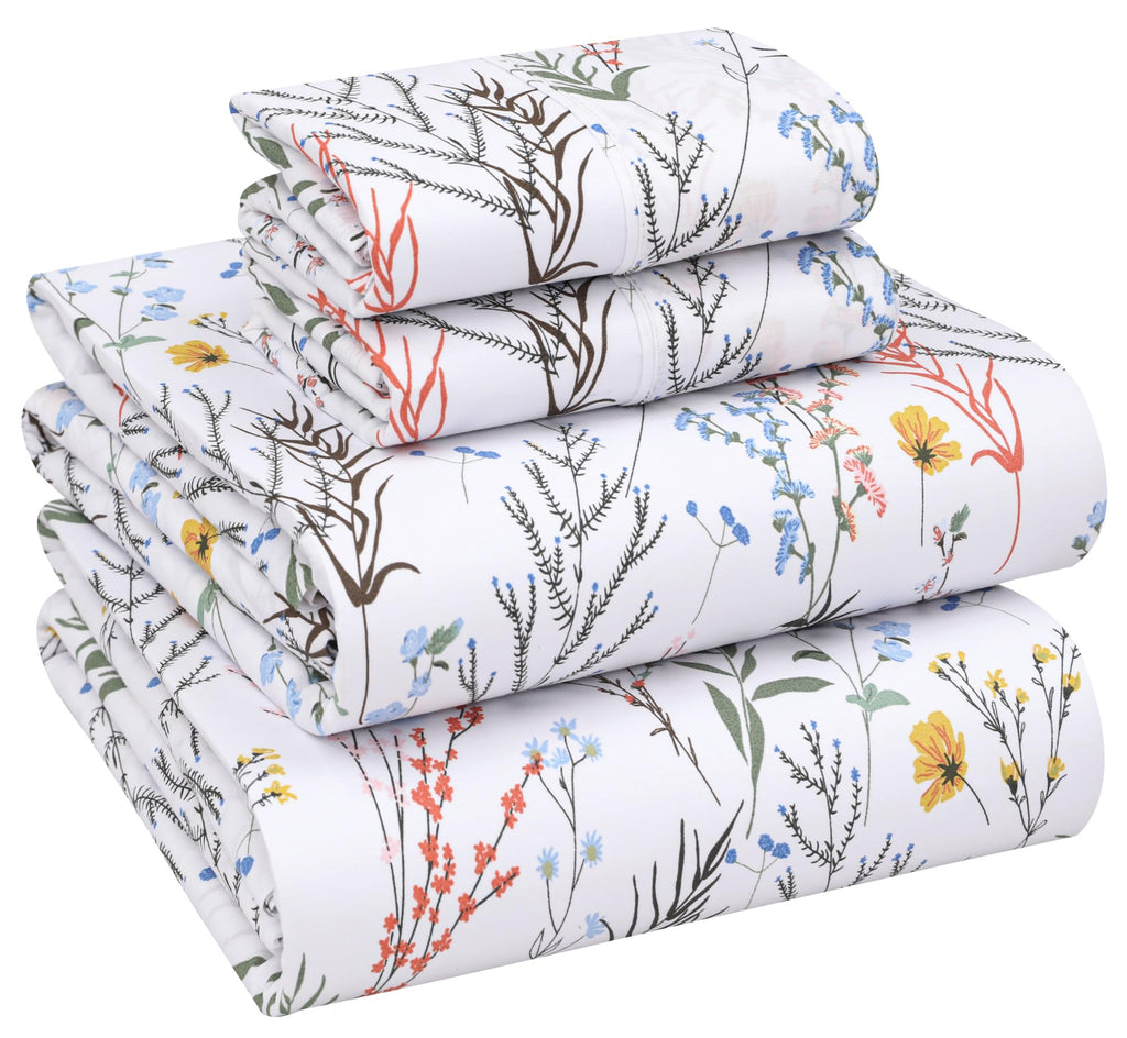 100% Cotton Queen Sheets, Percale Queen Sheet Set, Aroma