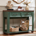 46" Farmhouse Console Table with Drawers, Green Entryway Table