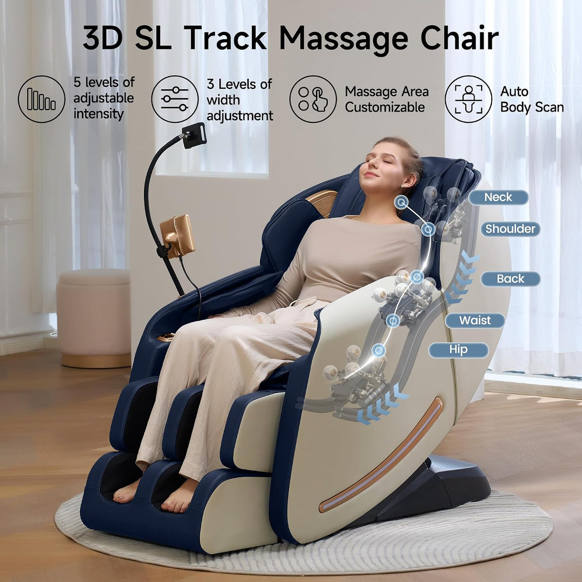 Massage Chair Full Body with Unique Phone Controller,Heart and Blood Measurement, Zero Gravity 3D SL-Track Recliner