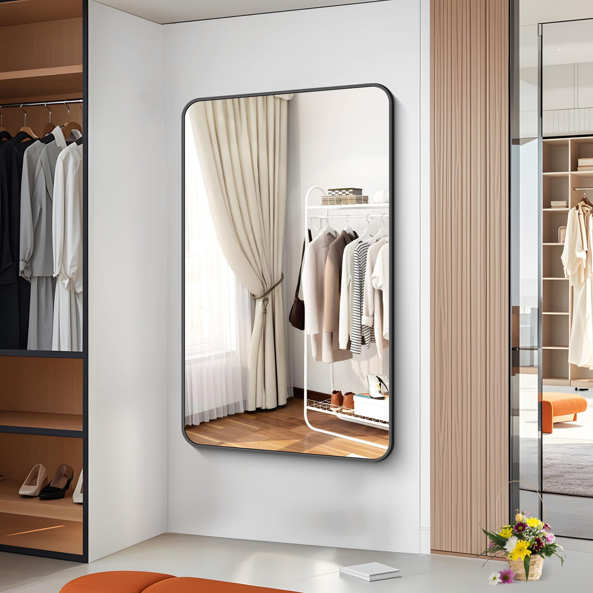 60x36 inch Large Bathroom Mirror, Black Rectangle Mirror