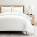 Hampton Double Flange Embroidered Contrast Edge Cotton Duvet Cover Set, 3 Piece Set, White & Black