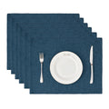 Rectangle Table Cloth Waterproof Navy Blue Placemats 6pcs