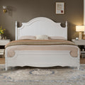 Solid Wood Poster Bed, 55" Arched Headboard, White