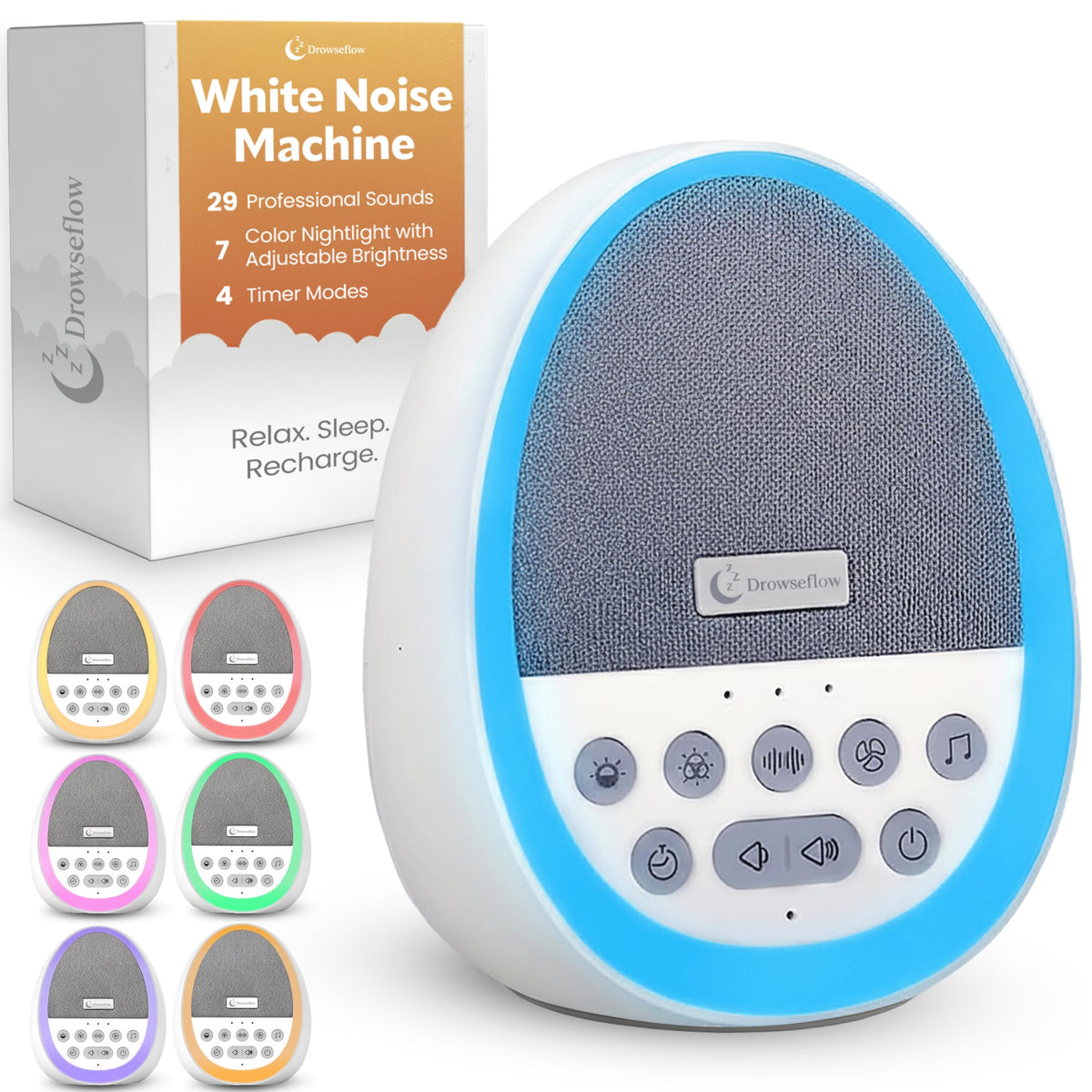 White Noise Sound Machine for Sleep Baby, Adults, Kids USB Charge 29 Sounds