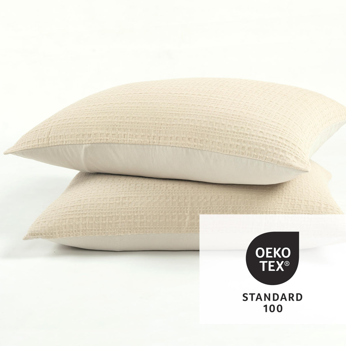 Haniya Solid Waffle Woven Textured Cotton Duvet Cover Set, 3 Piece Set, Neutral - Soft Waffle Duvet Cover