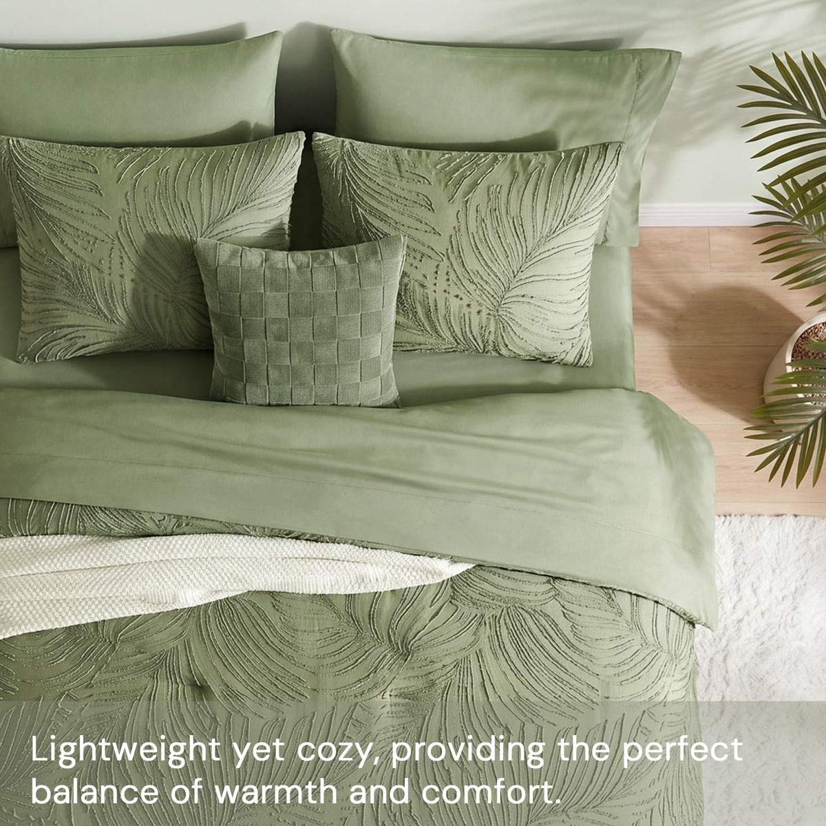 Comforter Set-7 Pieces Tufted Green Bed in a Bag Bedding Set