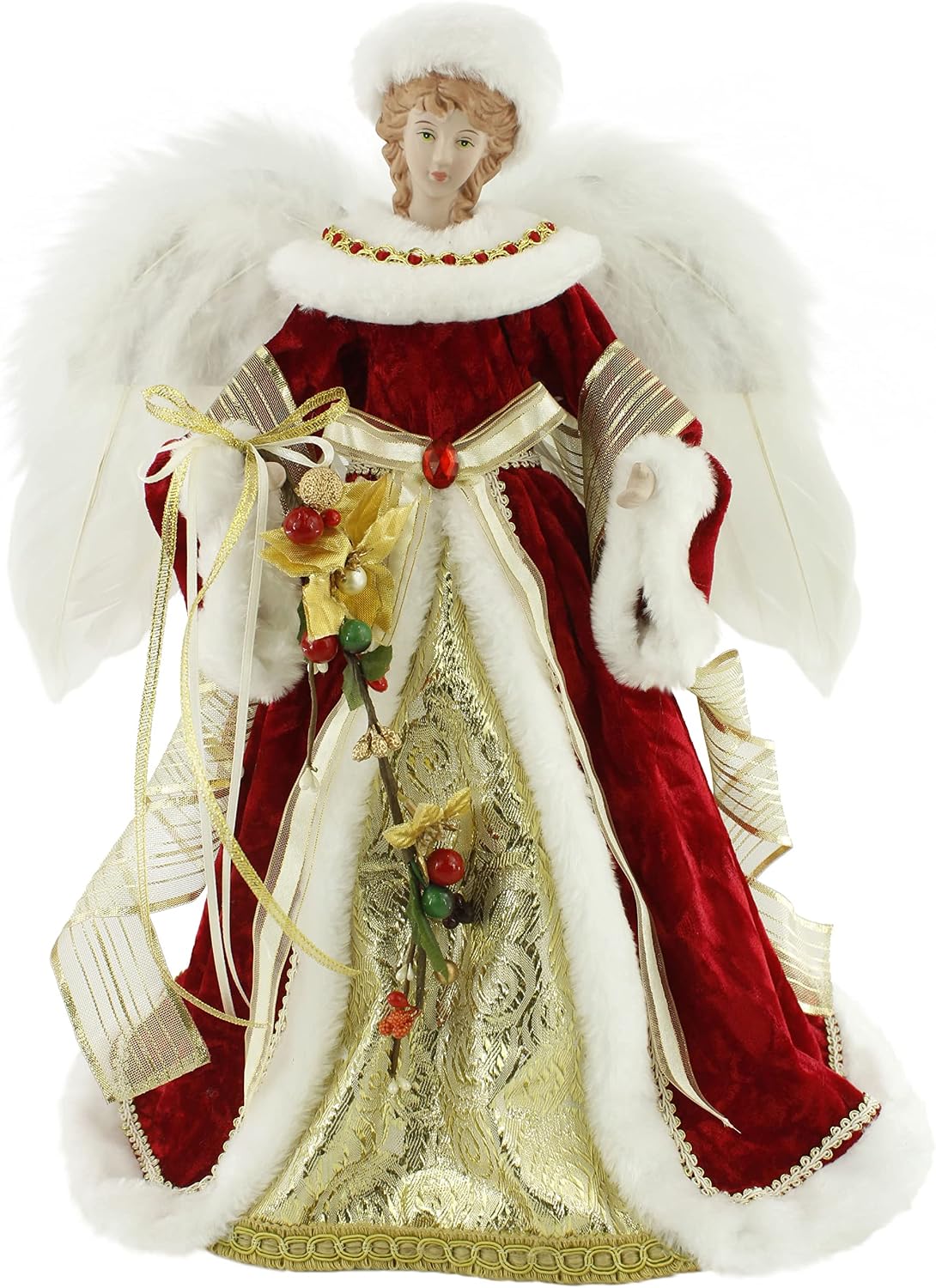 Hill 14" Classical Refined Red Floral Angel Tree Topper 416570