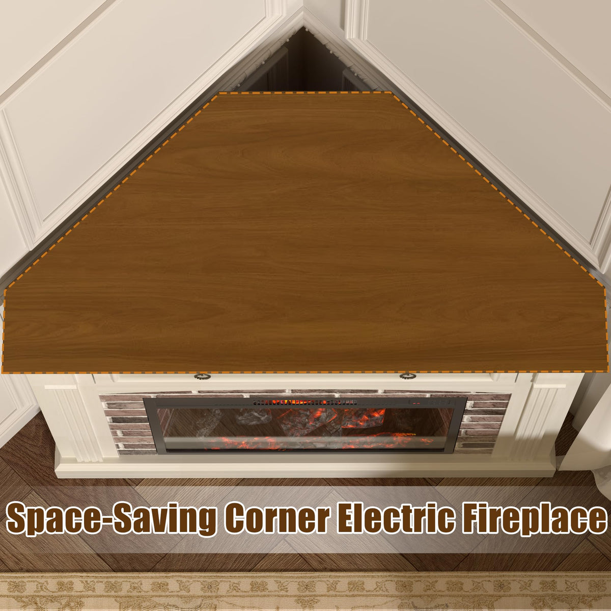 Electric Fireplace with Mantel, Corner Fireplace TV Stand, Entertainment Center with Hidden Drawer, Electric