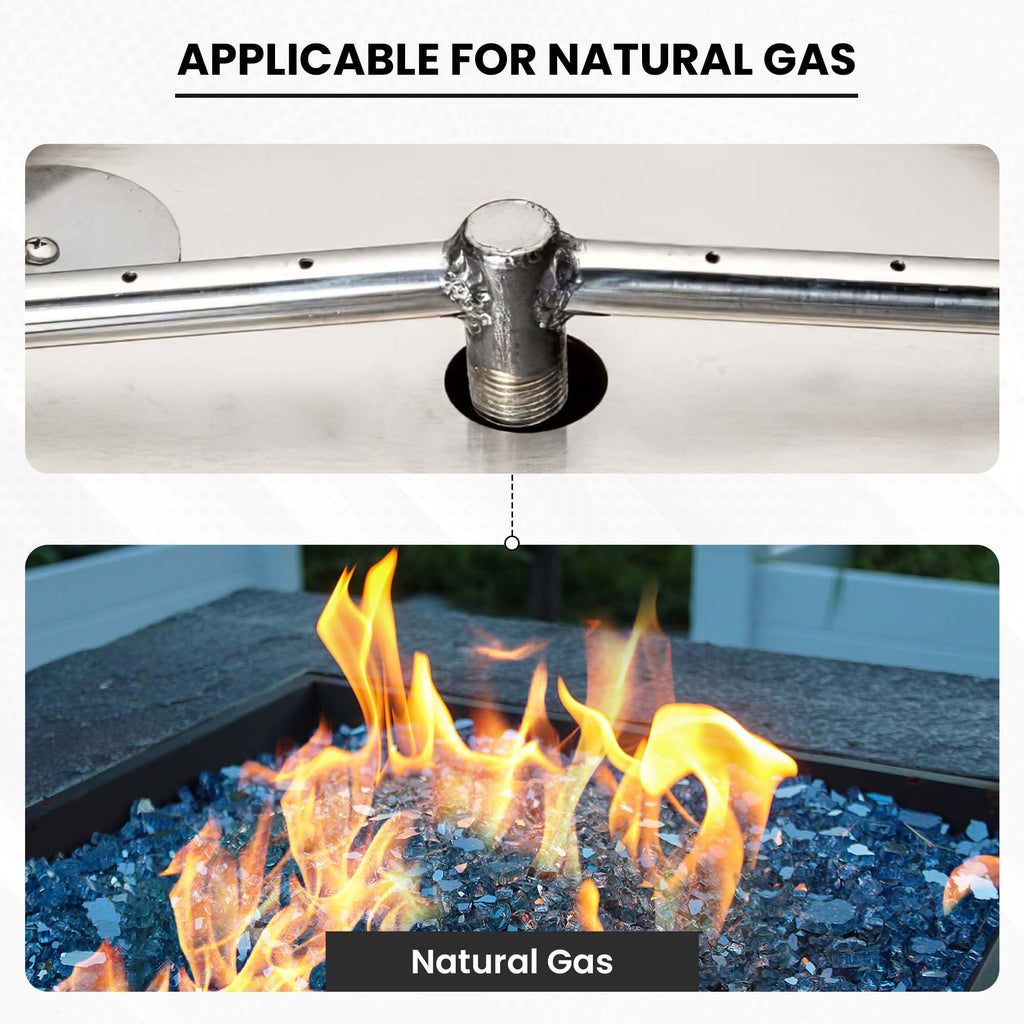 Stainless Steel Fire Pit Burner Pan Kit, NG, 30-Inch Burner Pan