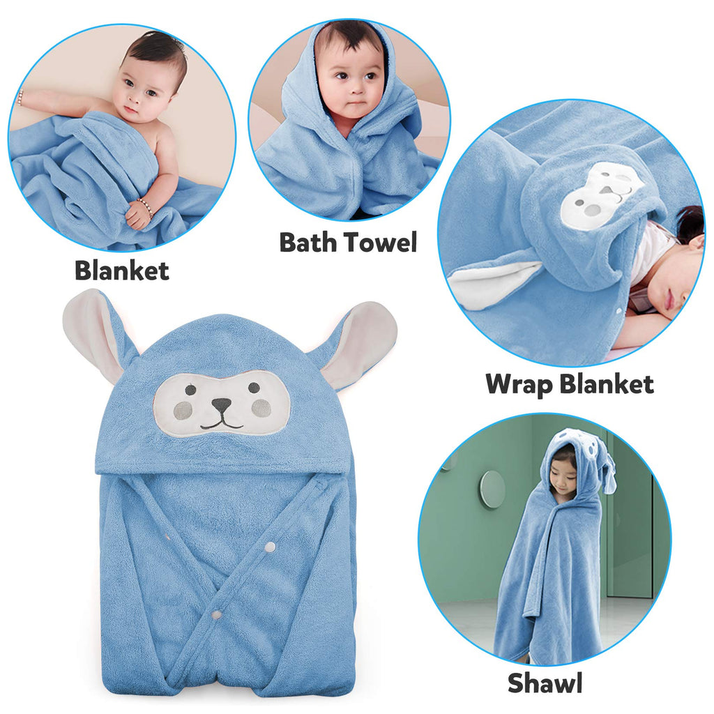 Baby Bath Towel Hooded Ultra Soft Towel Highly Absorbent Bathrobe Blanket Toddlers Shower Gifts for Boys Girls-27.5"