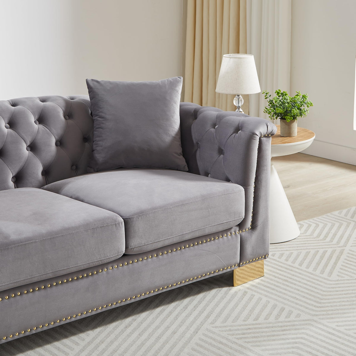 6 Seat Chesterfield Sofa, Upholstered 3+3 Seat Couch