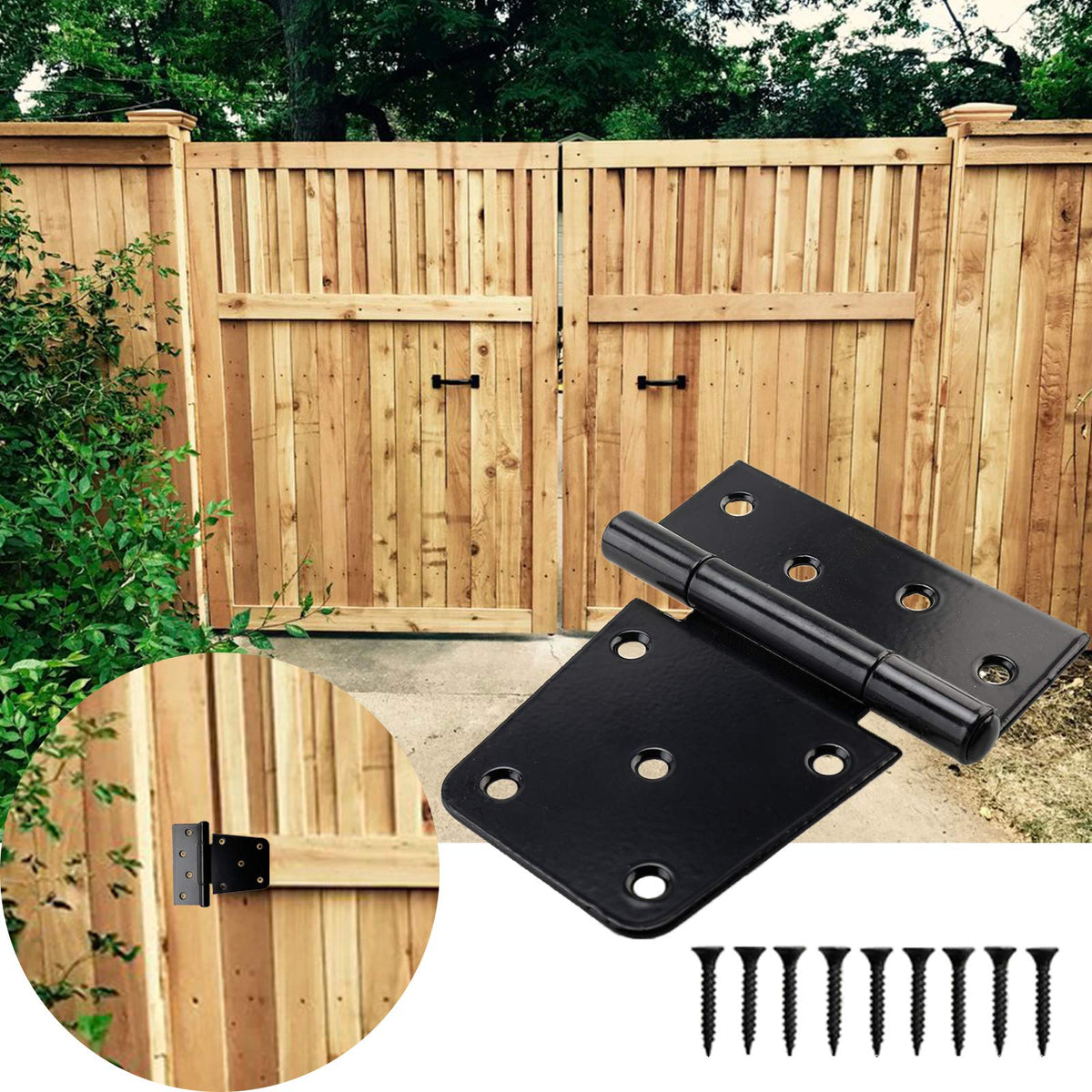 6 Pack 3.5 Inch Heavy Duty Gate Hinges, Barn Door Hinges with Screws