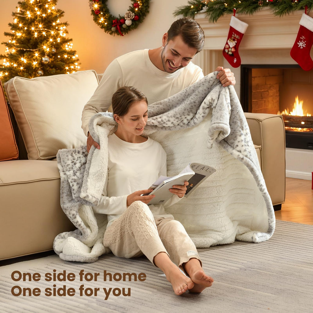 Electric Heated Throw Blanket 50" x 60", Reversible Faux Fur & Sherpa, 6 Heating Levels & 4H Auto Off, Over-Heat