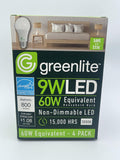 4 Pack 9W LED 60W Equivalent, Non-Dimmable Light Bulb