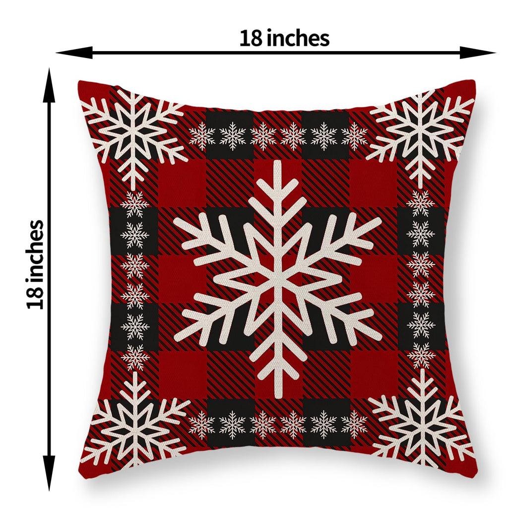 Christmas Pillow Covers 18x18 Set of 2 Winter Red Black Buffalo Plaid Snowflake Pillow Cases Outdoor Christmas