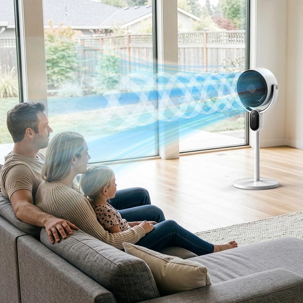33 inch Standing Fan , 120°+ 90° Oscillating Fan, White