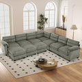 115" Modular Sectional Sofa Couch with 3 Movable Ottoman, Oversized Corduroy L Shaped Couches with Rolled Arms