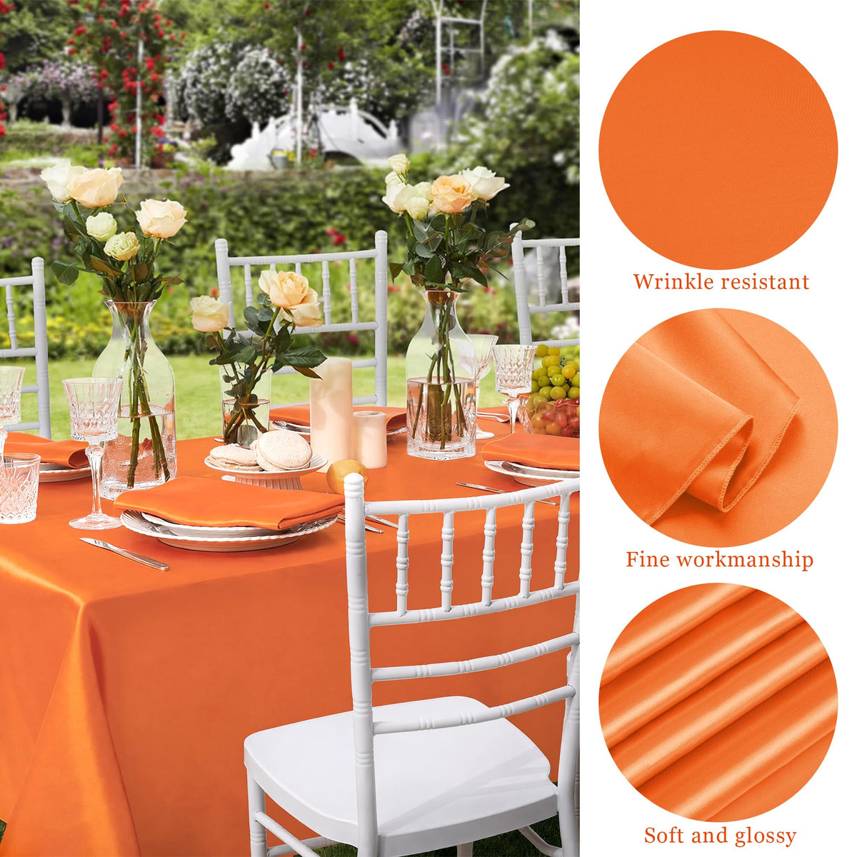 4 Pack Fall Themed Satin Tablecloth 102 x 58'' Overlay Table Cover