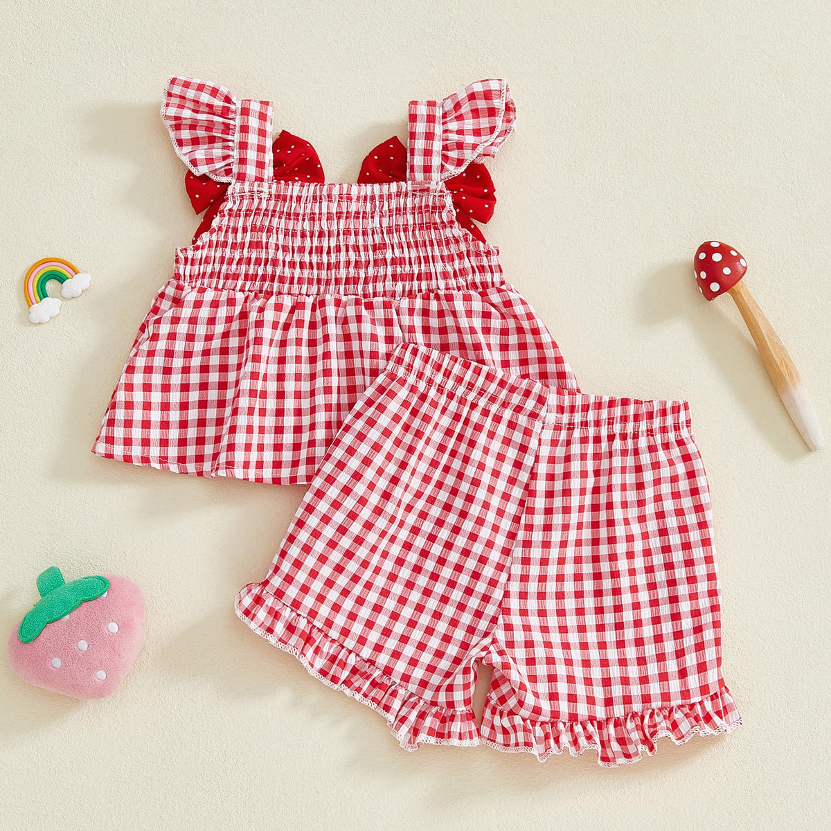 Toddler Baby Girl Summer Clothes Cute Ruffle Shirt Tops Dress Shorts Outfits Set Fruit Blouse Princess Outfit