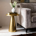 Inspired Saarinen Style Gold Round Pedestal, Modern Side Table for Couch & Sofa, Small Metal Drink Stand Accent Tables & Small Spaces