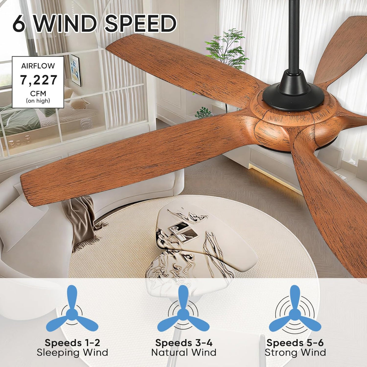 52-Inch Modern Indoor Outdoor Ceiling Fan with Lights and Remote
