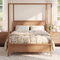 Canopy Bed Frame with Headboard, Wooden 4-Poster Bed