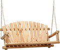 Outdoor Wooden Porch Swing Front Porch Hanging Bench Swing 2 Seat Chair for Garden, Patio, Backyard, Playground, Log