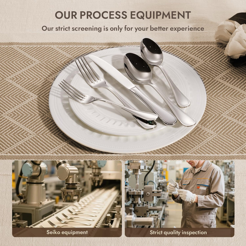 18/10 Stainless Steel Silverware Set for 8, 40 Piece Teardrop Flatware Set