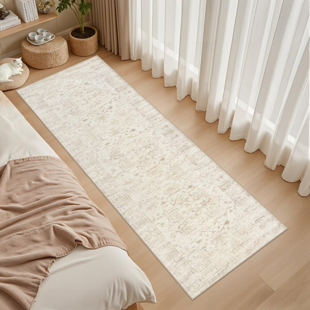 2x10 Hallway Washable Runner Rug: Kitchen Carpet Beige/Brown