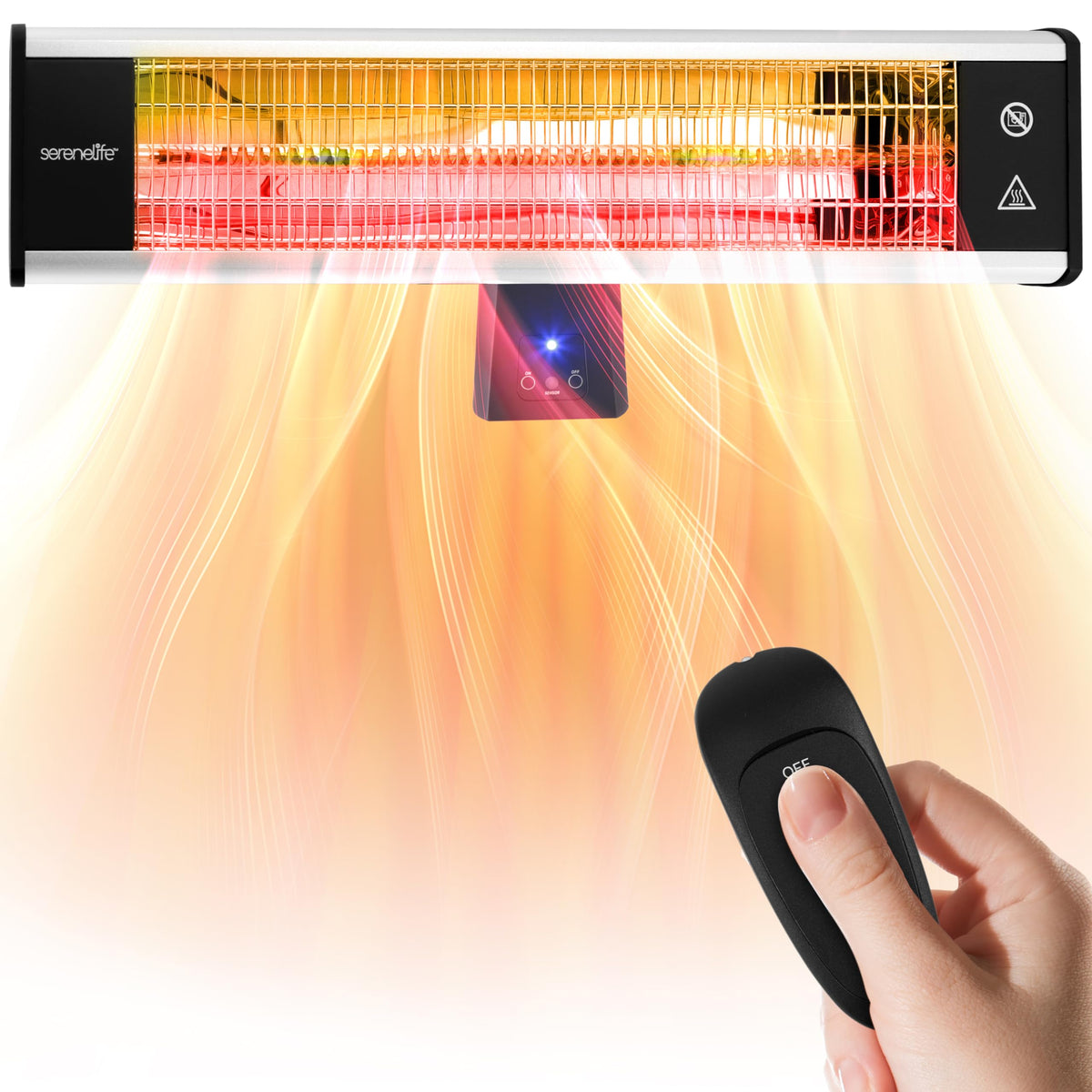 Infrared Patio Heater, Wall-Mounted Electric Heater with Remote Control, 1500W, IP65 Approved, Odorless