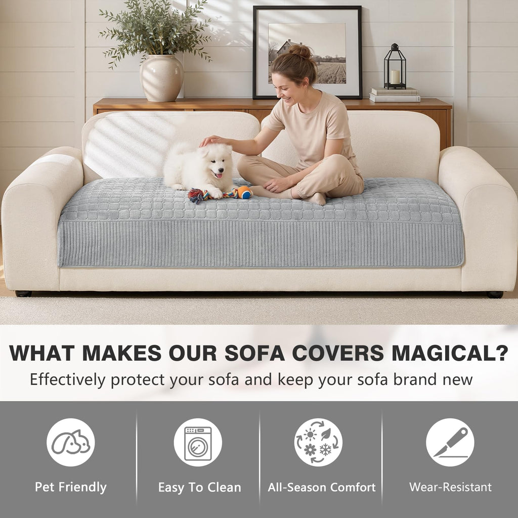 Soft Plush Couch Cover for Sofa, Washable Milk Velvet Sofa Slipcover