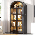 Arched Display Cabinet with Glass Doors and LED Light, 71" Tall | 5 Tier Curio China Cabinet, Adjustable Shelf