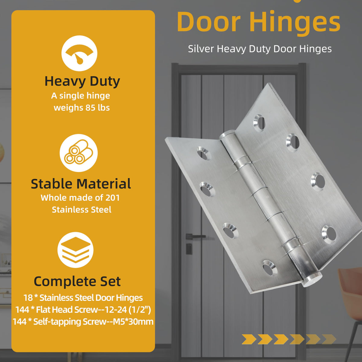 4.5 inch X 4.5 inch Heavy Duty Commercial Door Hinge
