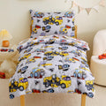 Toddler Bedding Sets for Boys, 4 Pieces Grey Heavy-Duty Vehicles
