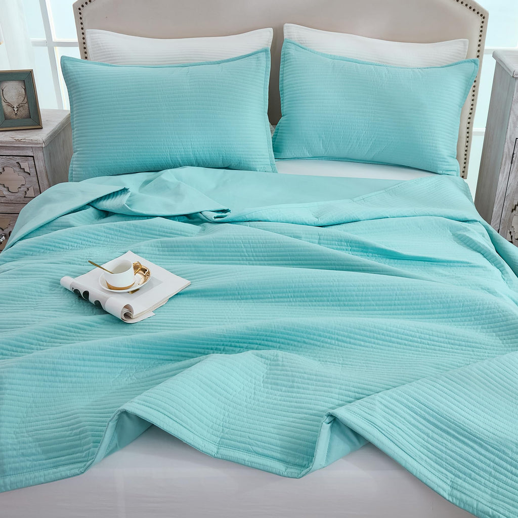 Stripe Quilted Duvet Cover Set, Soft Lightweight Coverlet, 3 Pieces Quilt Set Multi-Purpose Bedding Set for All