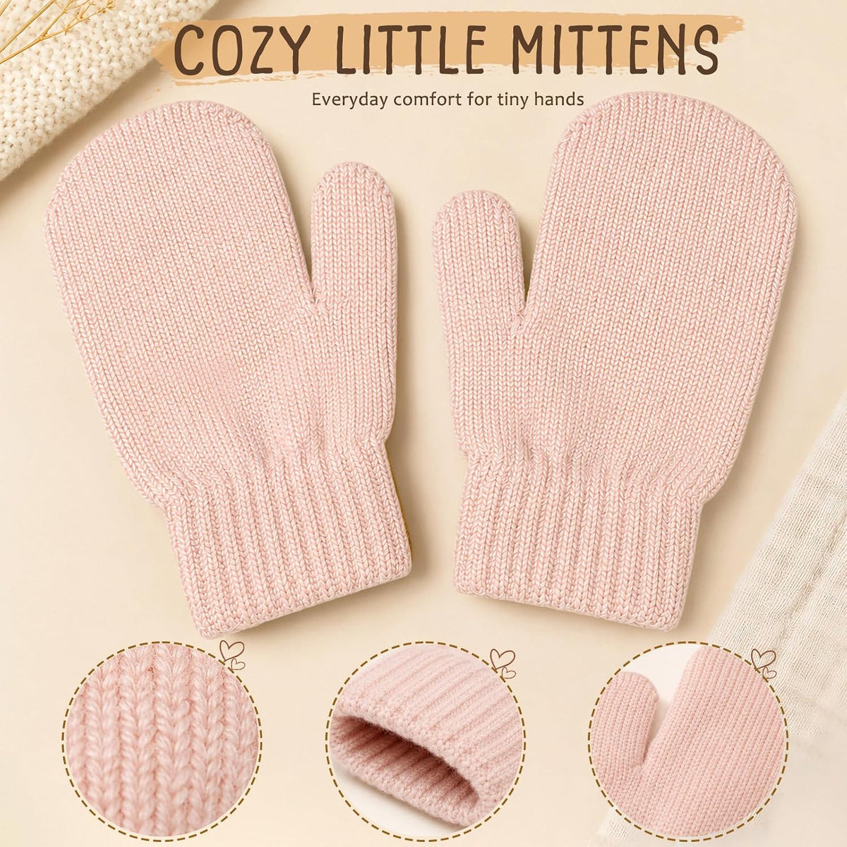 Baby Toddler Winter Beanie Hat Mittens and Neck Warmer with Bear Ear Set