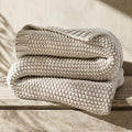 Organic Cotton Chunky Knit Throw Blanket, 50 x 60 Birch
