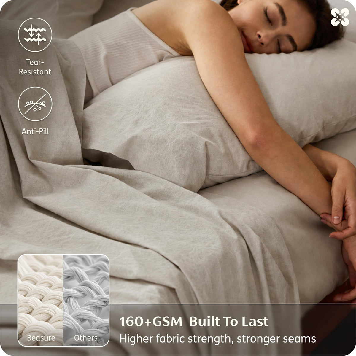 PureWoven European Linen Sheets, Cotton Linen Bed Sheets, 4PCS
