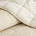 Enzyme-Washed Waffle Quilt Set (106"x90") - 100% Cotton Cover, 3PCS Soft Lightweight Square Quilted Bedspread