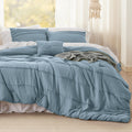 Full Comforter Set 4 Piece, Light Blue Boho Bedding, All-Season
