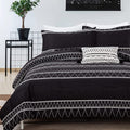 Black Comforter Set King Size (104"x 90"), 3 Piece Boho Striped Bedding Fall