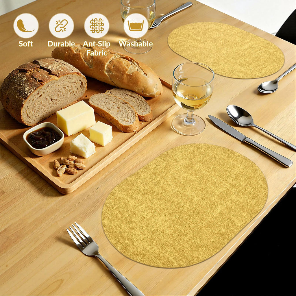 Heat Resistant Oval Placemats Set of 4, Yellow
