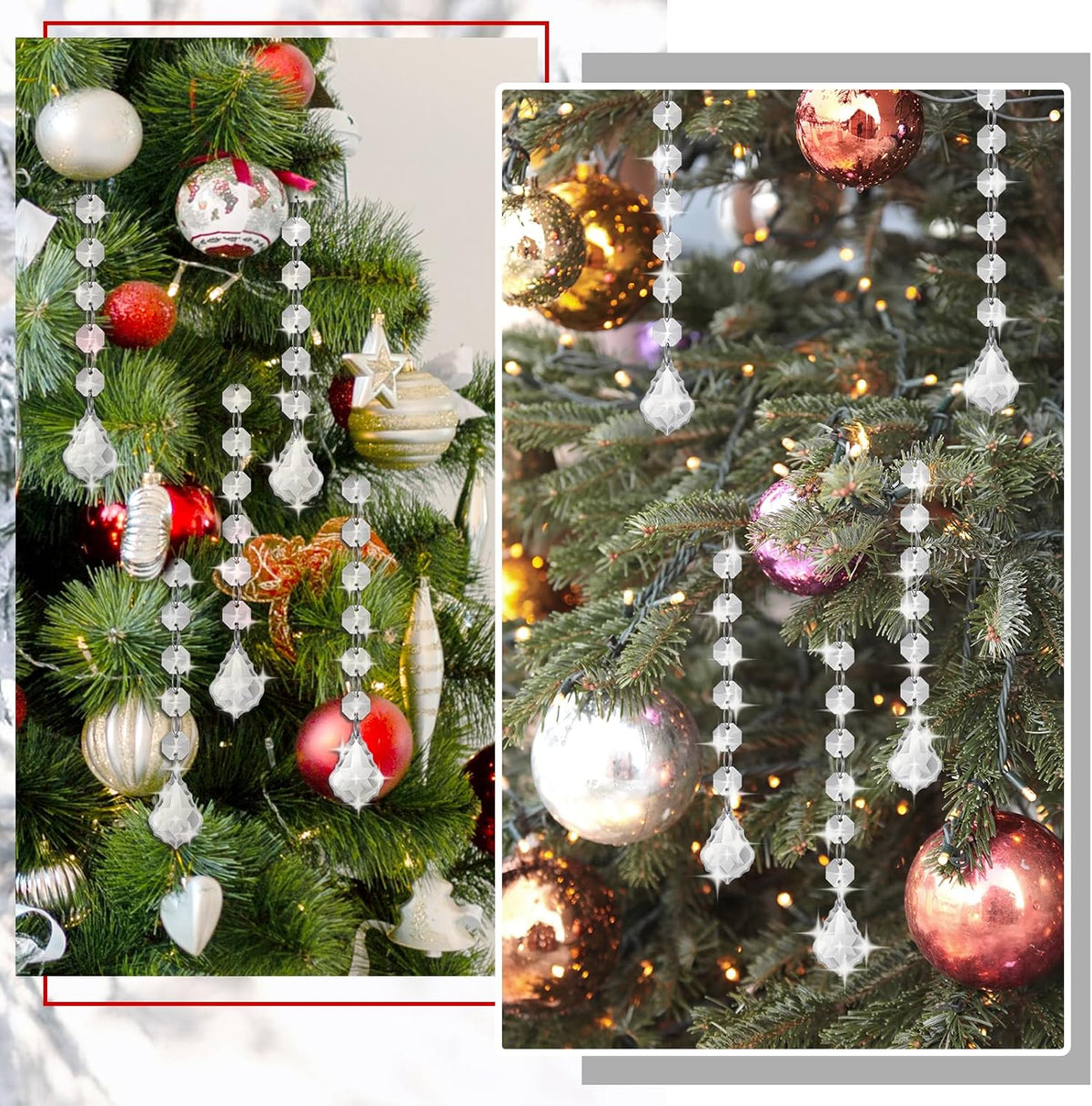100 Pcs Clear Acrylic Crystal Ornament Beads Hanging Glass Crystals Clear Acrylic Prisms Pendant Ornaments for