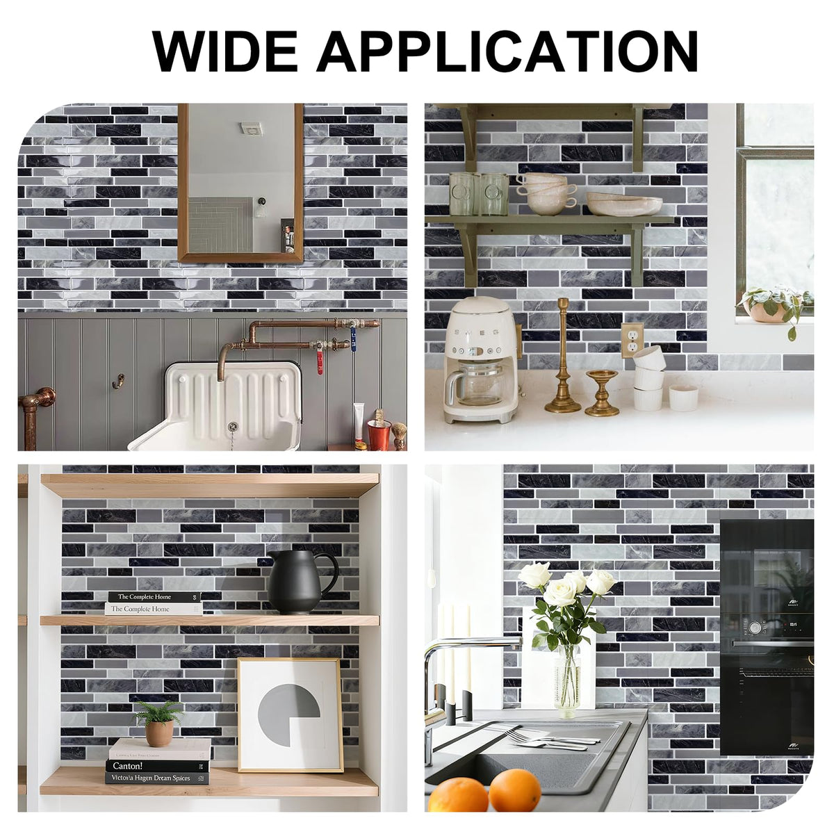 10-Sheet Peel and Stick Backsplash Waterproof Oil-Proof Wall Tiles