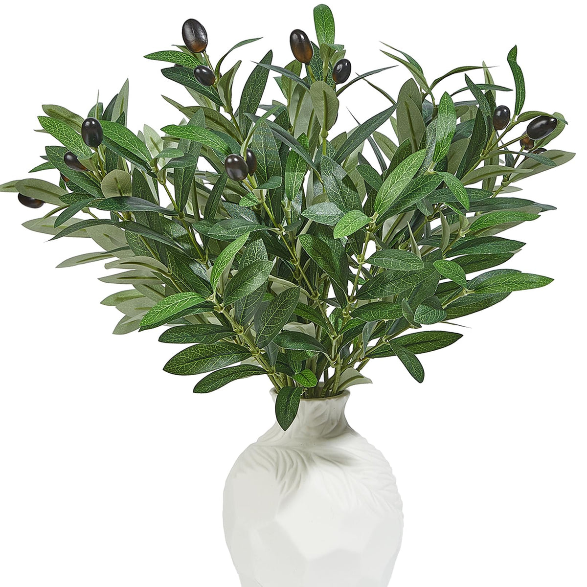 5 PCS 18 Inch Olive Tree Branches Greenery Stems Artificial Plants Faux Olive Branch for Vase Realistic Green Stem