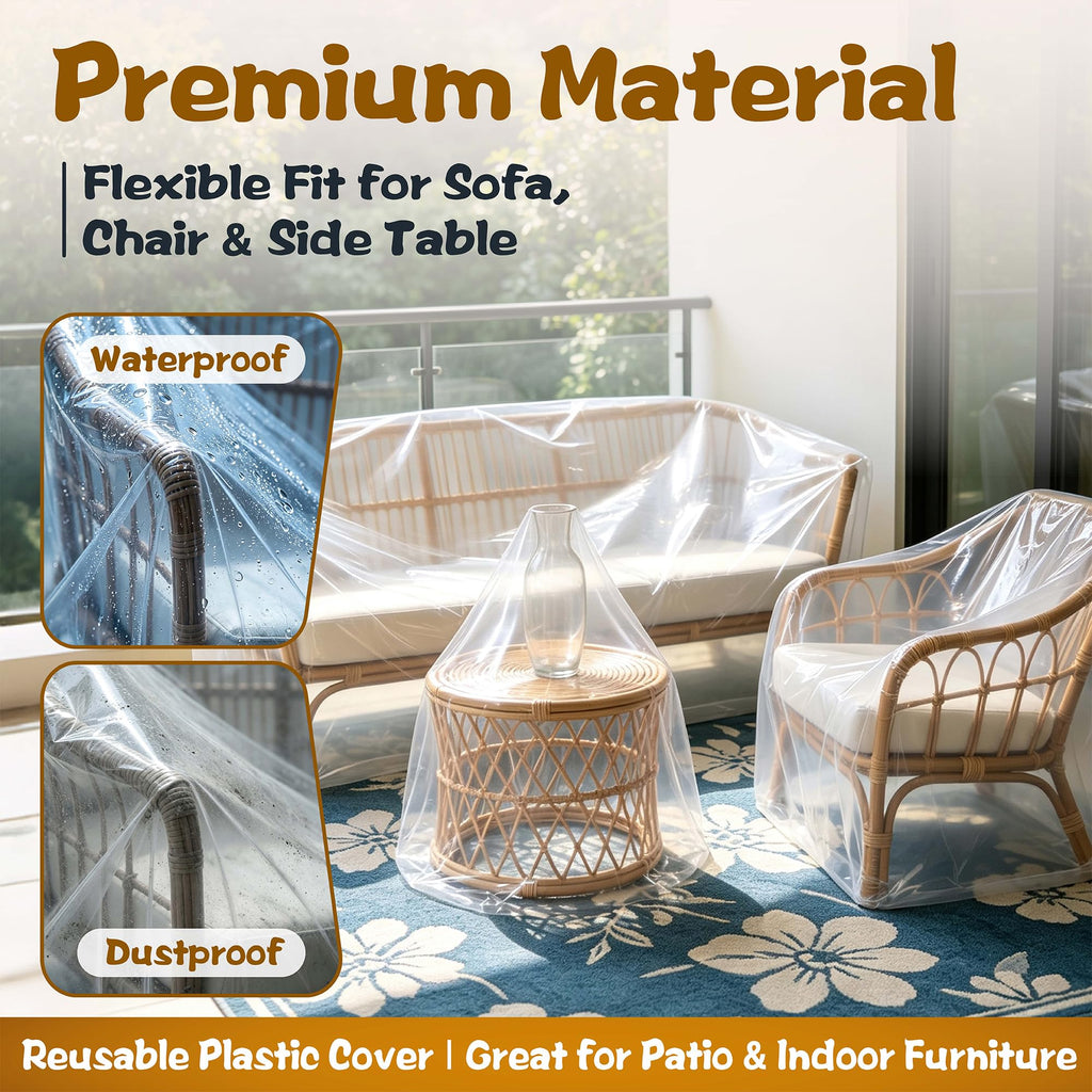 Clear Plastic Moving Sofa Couch Furniture Storage Covers
