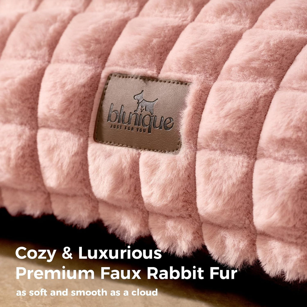 Cat Couch Bed with Fluffy Faux Rabbit Fur for Indoor Cats