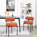 Boucle Set of 2, Upholstered Dining Room Chairs Orange