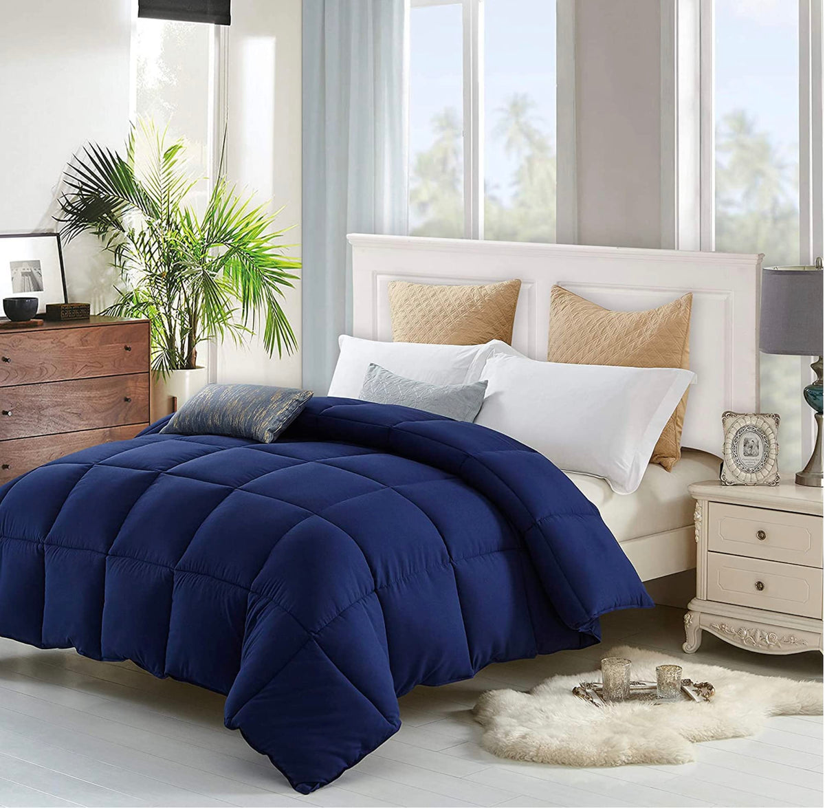 Luxury Dark Blue Comforter | Navy Blue Duvet | Premium Bedding | Down Alternative Duvet Insert | Machine Washable