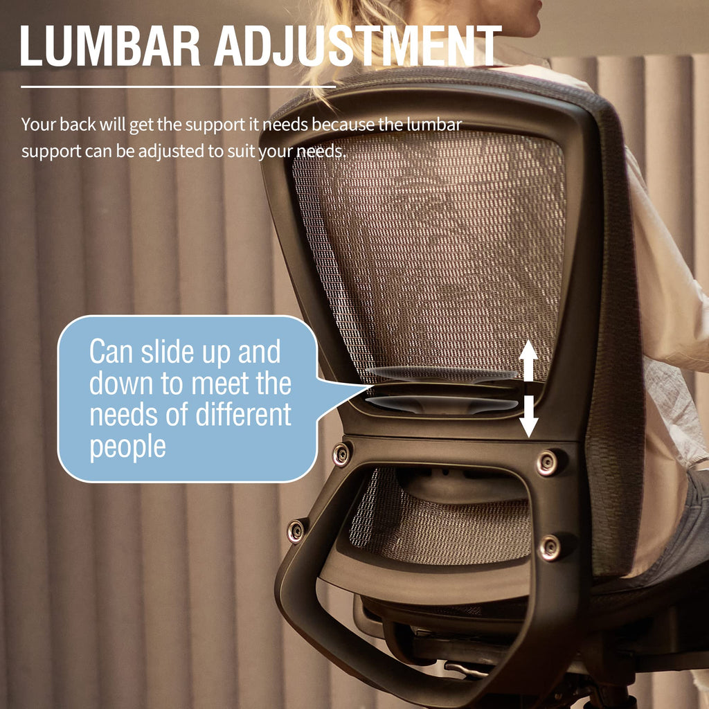 Ergonomic Mesh Office Chair — Grey, Breathable Mesh Seat & Back